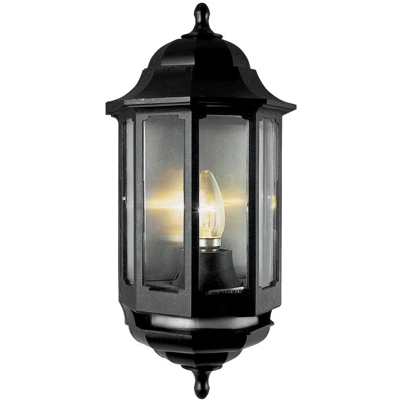 ASD HL/BK060P 60W BC Half Lantern IP44 Black with PIR