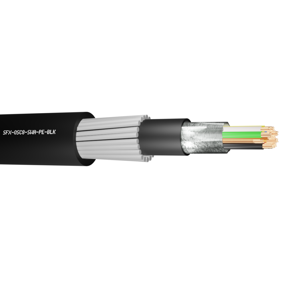 Belden Equivalent OSC8 8 Core 24AWG Overall Foil Screen SWA 600V PE (9538) Cable