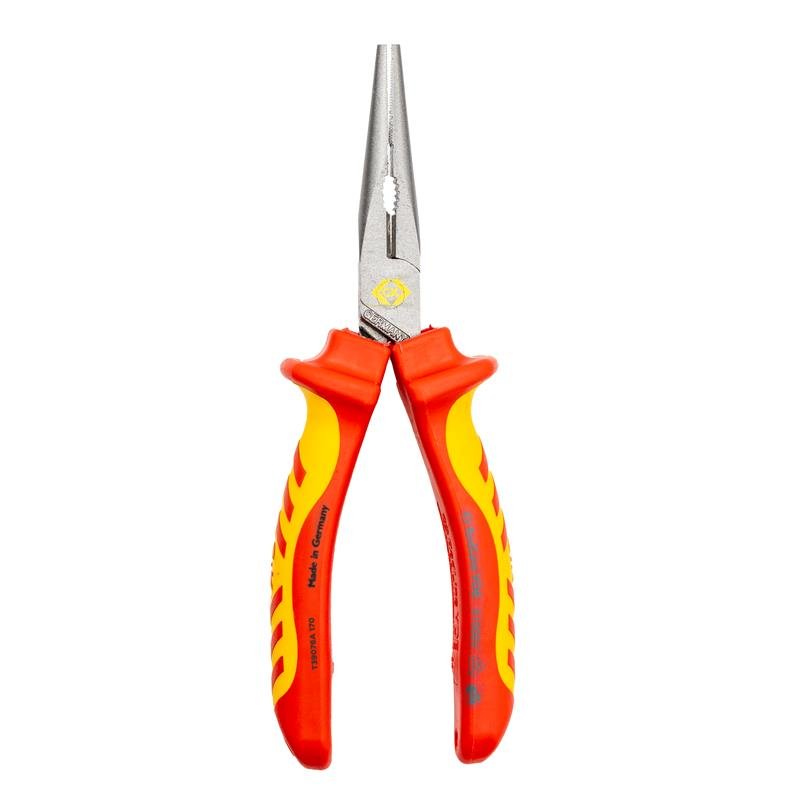 CK T39076A 200 RedLine VDE Snipe Nose Plier 200mm Straight