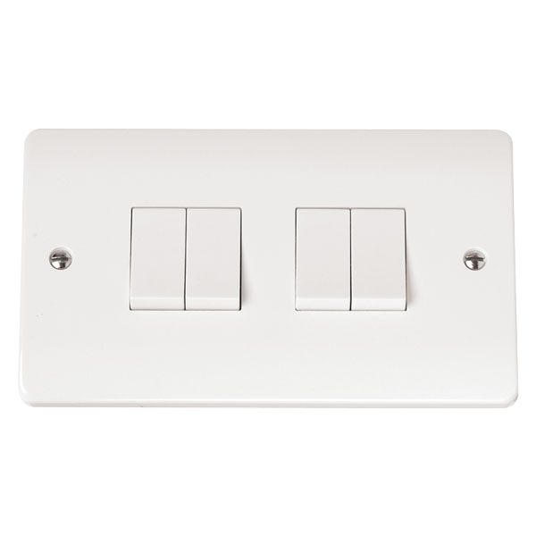 Click CMA019 Mode 10A 4 Gang 2 Way Light Switch White