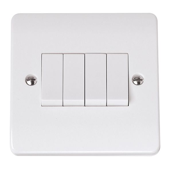 Click CMA9014 Mode 10A 4 Gang 2 Way Light Switch on Single Plate White