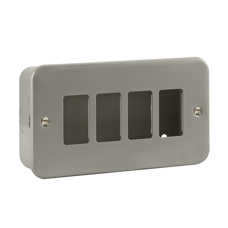 Click Scolmore Gridpro 4 Gang Front Plate with Surface Box