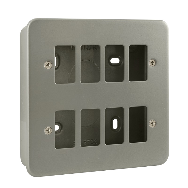 Click Scolmore Gridpro 8 Gang Front Plate with Surface Box