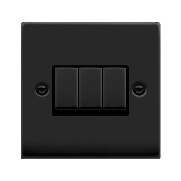 Click VPMB413BK VP MATT BLACK INGOT 10A 3GANG 2-WAY SWITCH