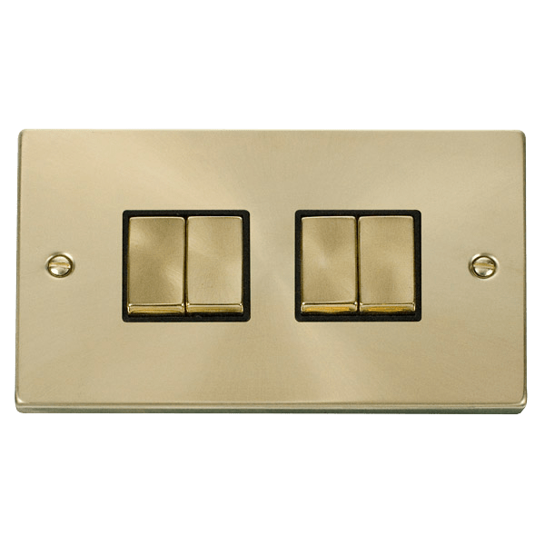 Click VPSB414BK 4 Gang 2 Way 'Ingot' 10AX Switch - Black