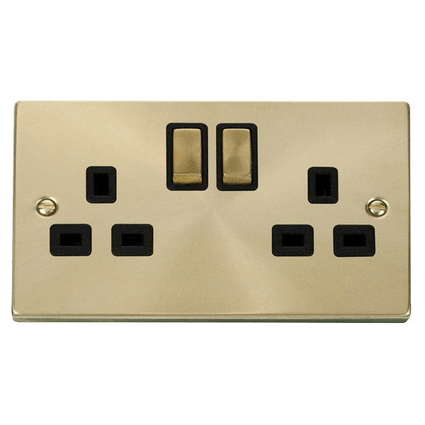 Click VPSB536BK 2 Gang 13A DP 'Ingot' Switched Socket Outlet - Black