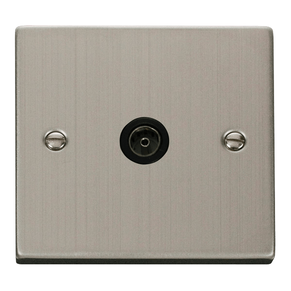 Click VPSS065BK Deco 1 Gang Coaxial Socket Stainless Steel