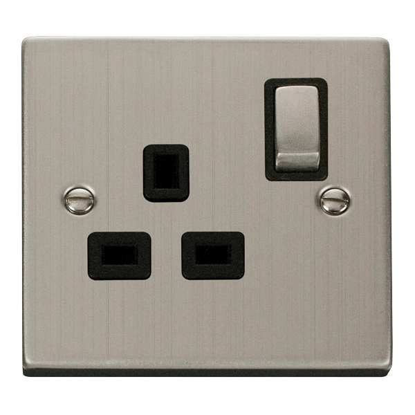 Click VPSS535BK Deco 13A 1 Gang Single Socket Stainless Steel