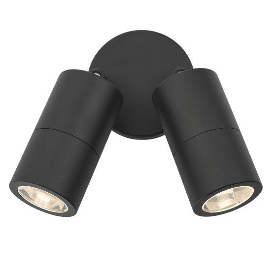 Dar Lighting ORT0922 Ortega 2 Light Outdoor Wall Light Matt Black IP65