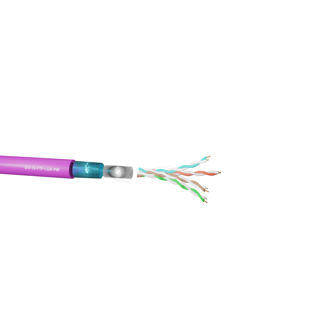 Data Category 5e, 4 pair FTP Purple LSZH Cable