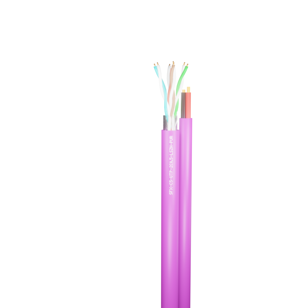 Data Category 5e, 4 pair UTP + 2x0.5mm power cores LSZH Cable