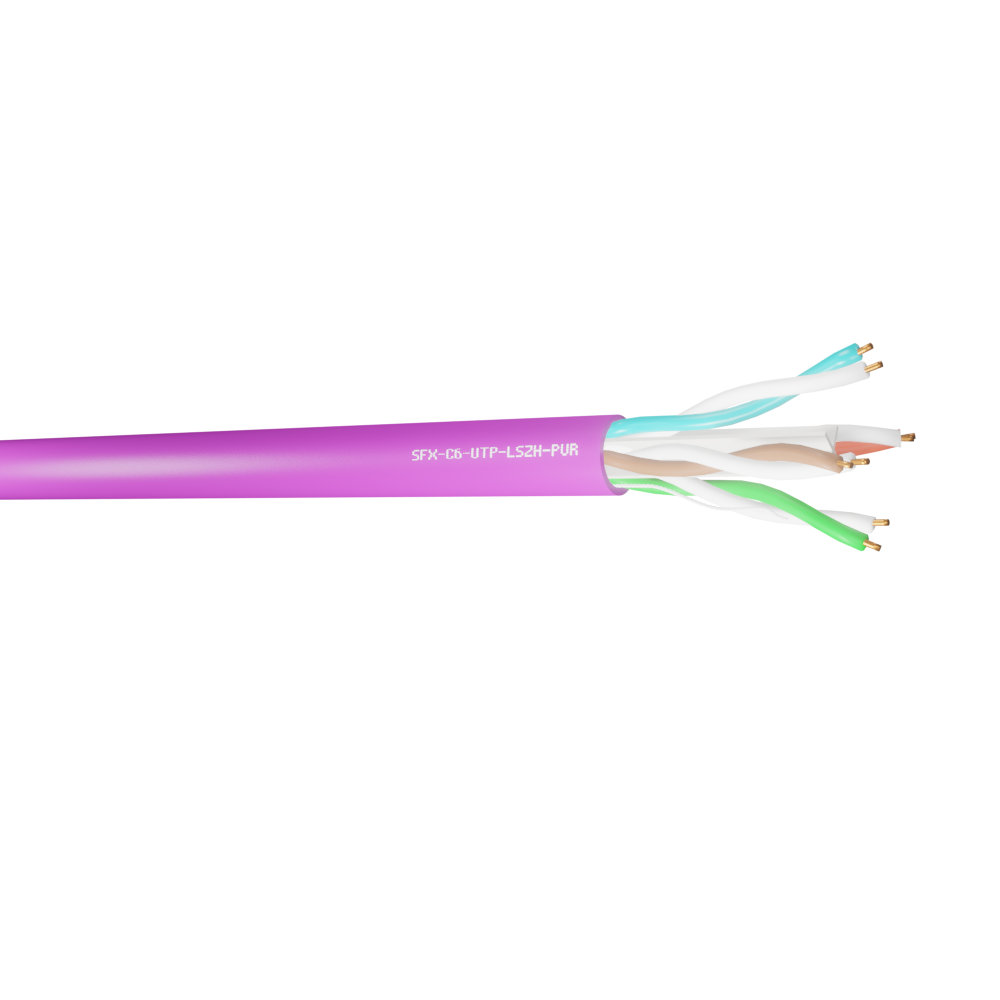 Data Category 6, 4 pair UTP Purple LSZH Cable