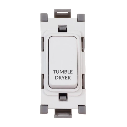 Deta 20A Double Pole Grid Switch with Engraving White