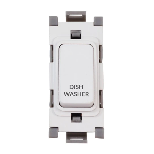 Deta 20A Double Pole Grid Switch with Engraving White