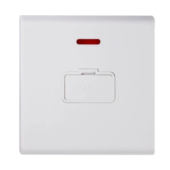 Deta 8646WHW Screwless 13A Unswitched Fused Spur with Neon