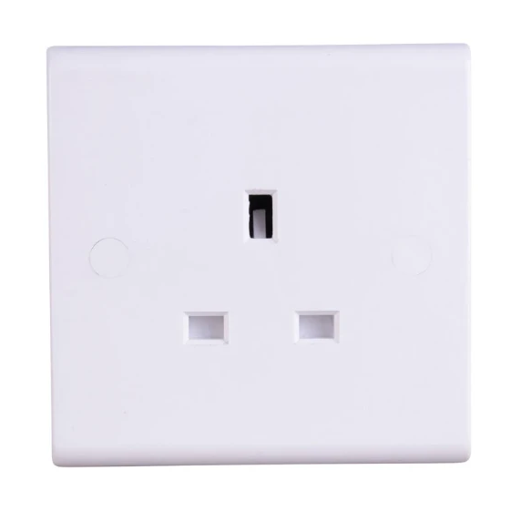 Deta S1206 Slimline 13A 1 Gang Unswitched Single Socket White