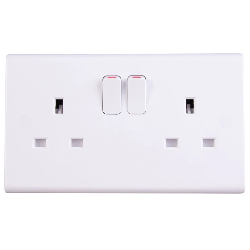 Deta S1209SDP Slimline 13A DP 2 Gang Switched Single Socket