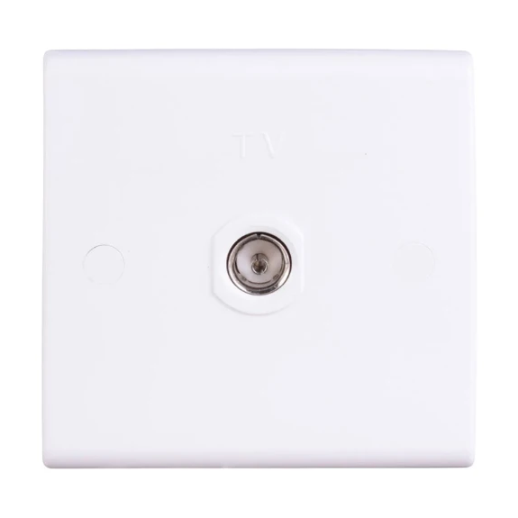 Deta S1264 Slimline 1 Gang Isolated Coaxial Socket White