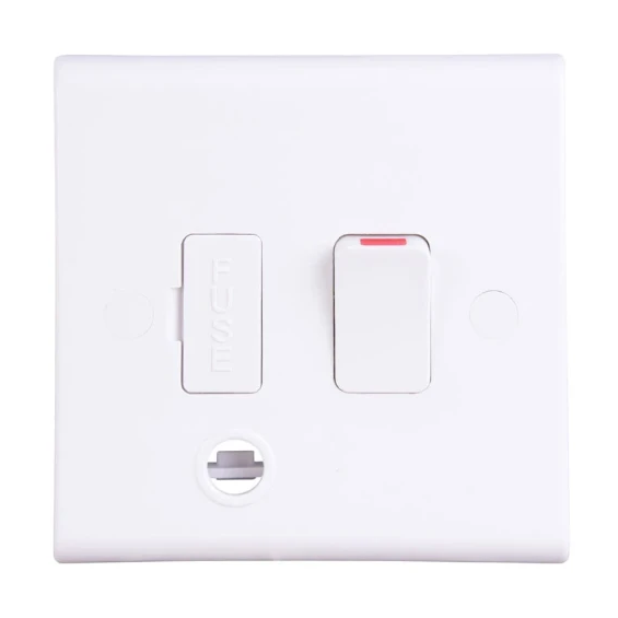 Deta S1372 Slimline 13A Switched Fused Spur with Flex Outlet White