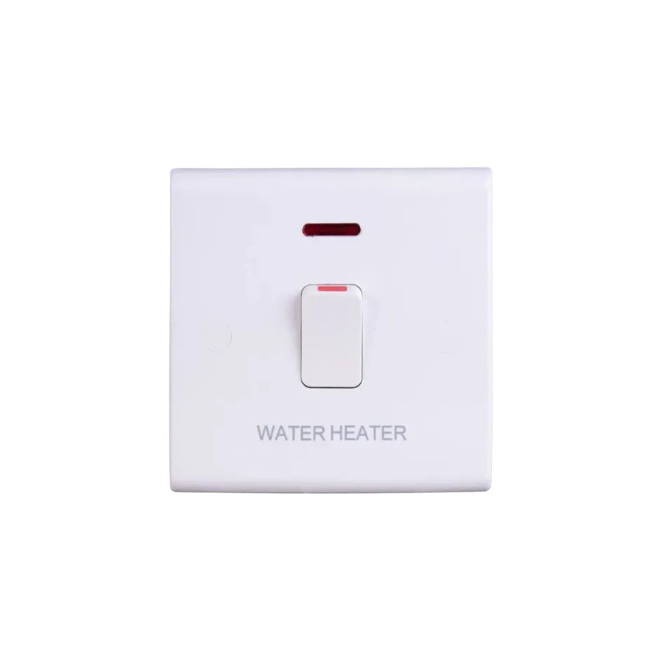 Deta S1391WH Slimline 20A Double Pole Switch with Neon - "Water Heater"