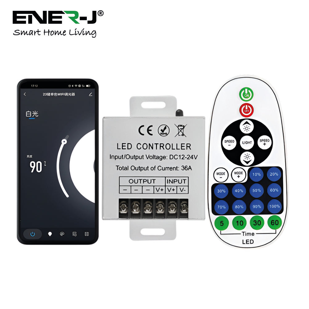 Ener-j ACC1122 12V/24V Dimmable WiFi Controller for LED Strips, Max 360W