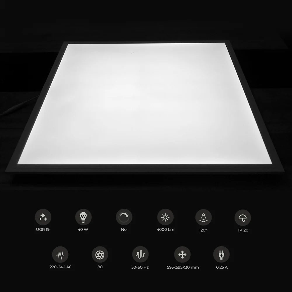 Ener-j E135 595x595mm LED Backlit Panel with UGR<19, 100 Lm/W, No Flicker CE driver, 6000K Pack of 2