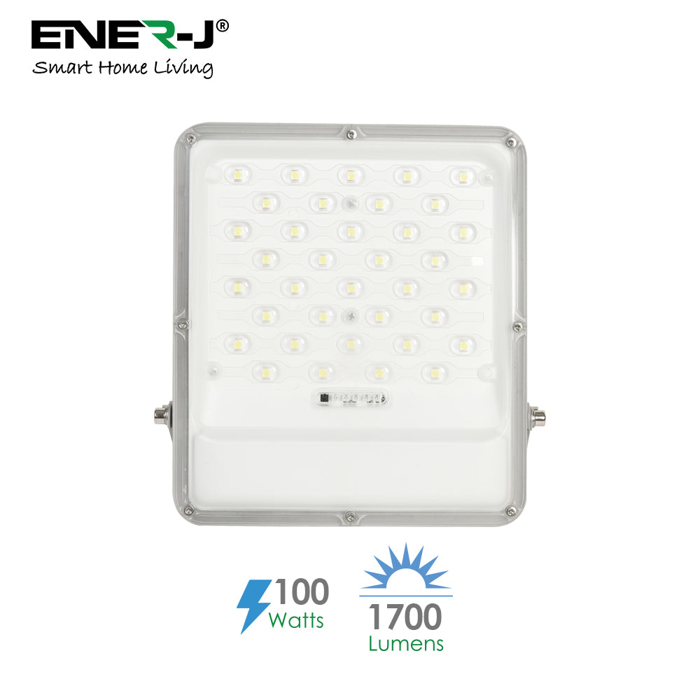 Ener-j E191 100W LED Floodlights with Solar Panels, 18W Solar Panel, 15AH Battery, 1700 lumens