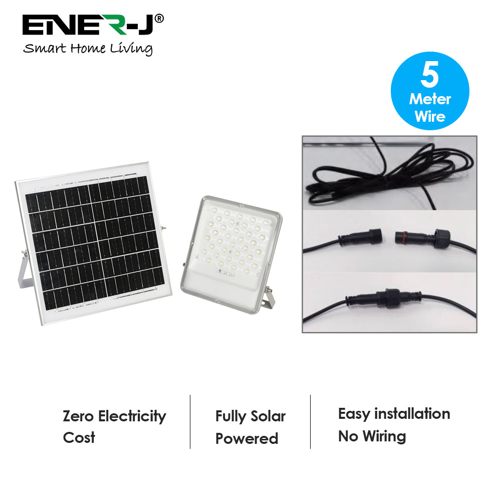 Ener-j E191 100W LED Floodlights with Solar Panels, 18W Solar Panel, 15AH Battery, 1700 lumens