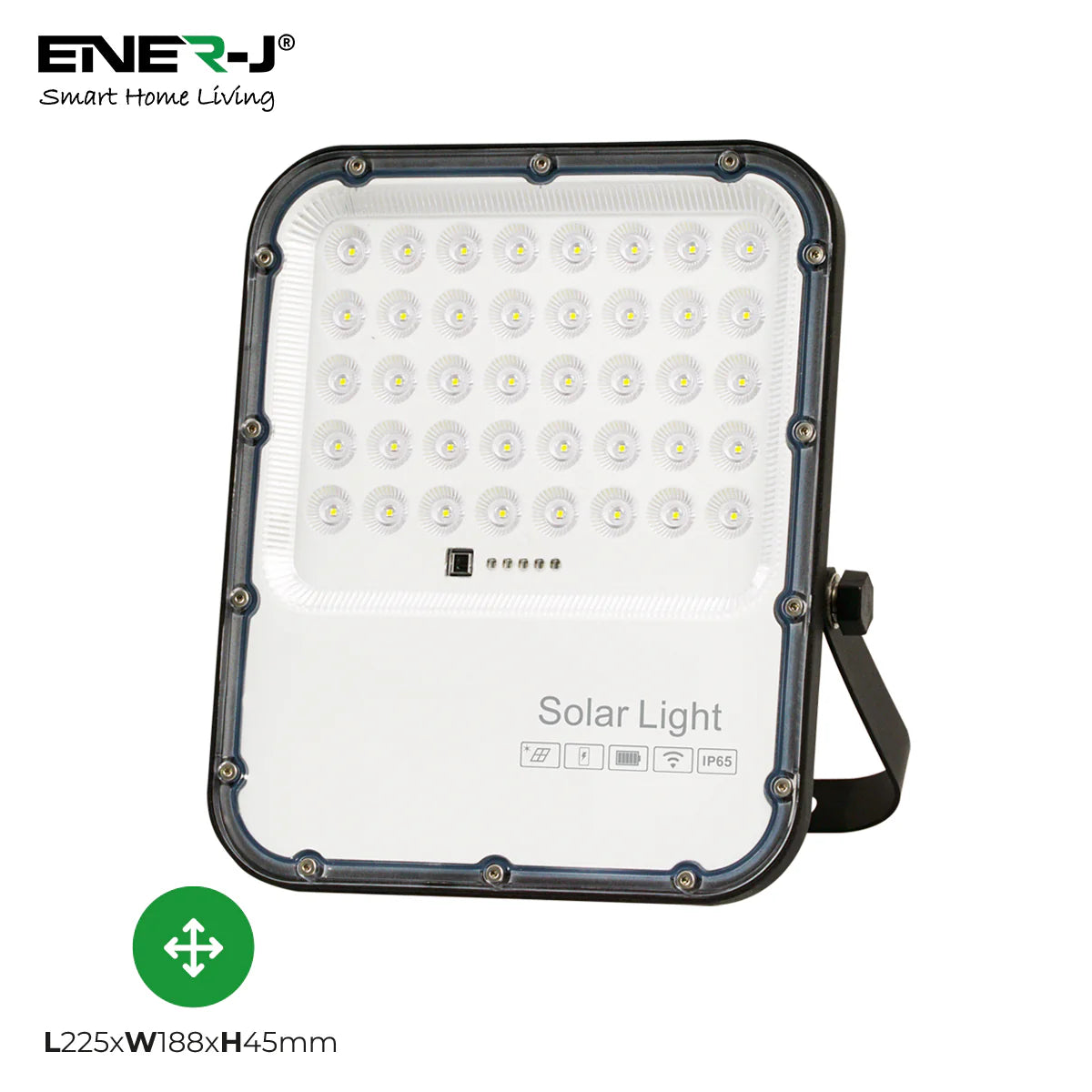 Ener-j E194X 150W LED Floodlights with Solar Panels, 15W Solar Panel, 15AH Battery, 1800 lumens