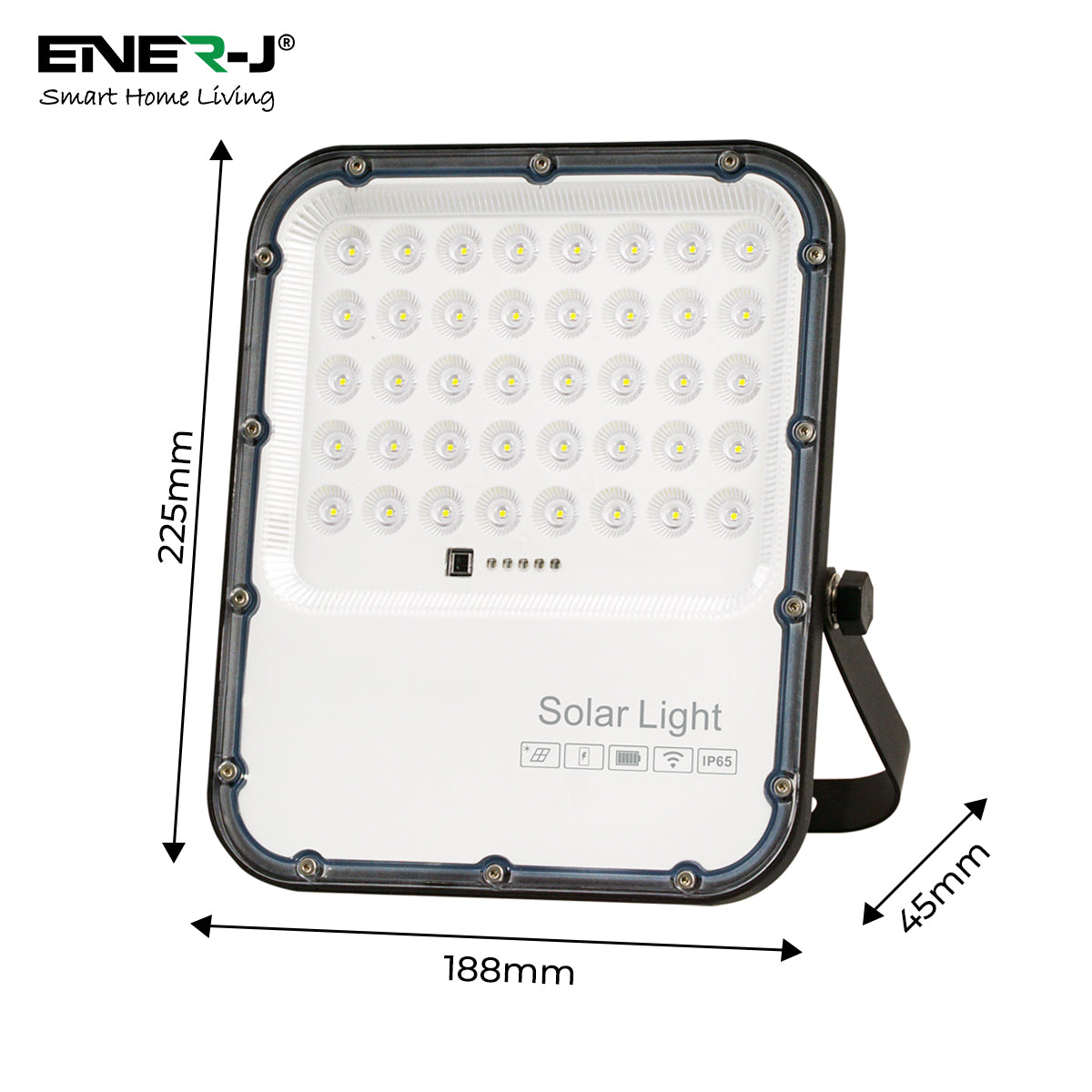 Ener-j E194X 150W LED Floodlights with Solar Panels, 15W Solar Panel, 15AH Battery, 1800 lumens