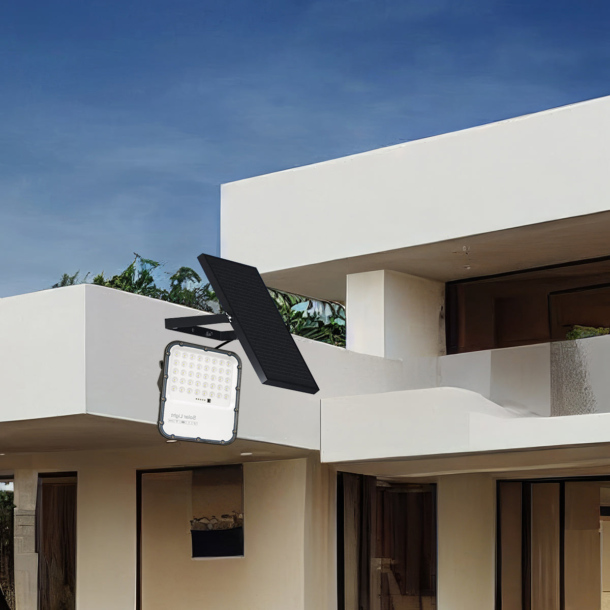 Ener-j E194X 150W LED Floodlights with Solar Panels, 15W Solar Panel, 15AH Battery, 1800 lumens