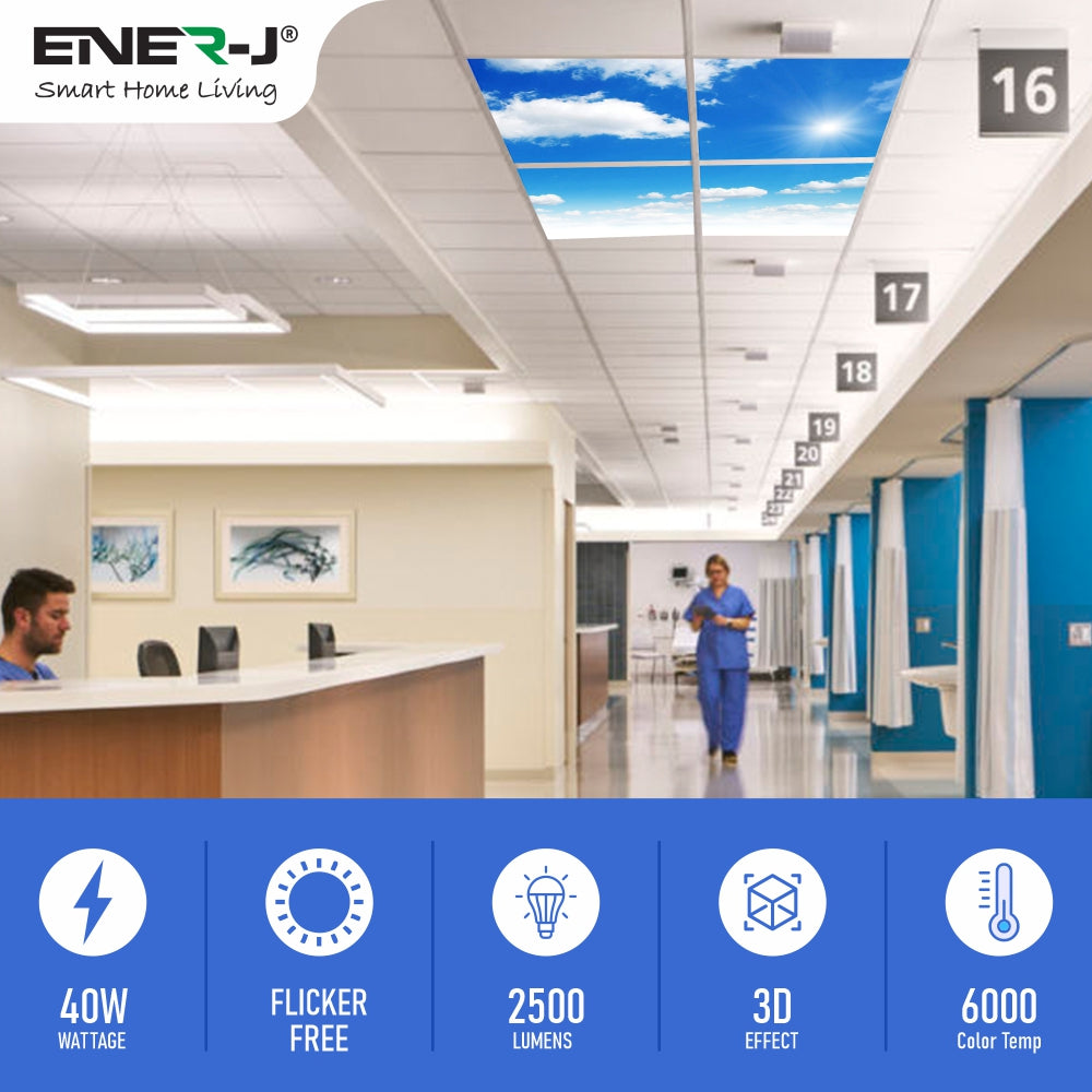 Ener-j E800 SKY Cloud LED Panel 3D version, 60x60cms, 40W Pack of 4