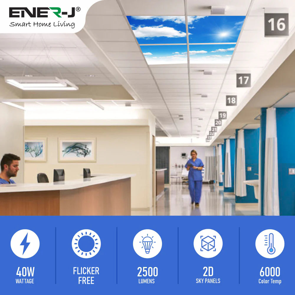 Ener-j E801 SKY Cloud LED Panel 2D version, 60x60cms, 40W Pack of 4
