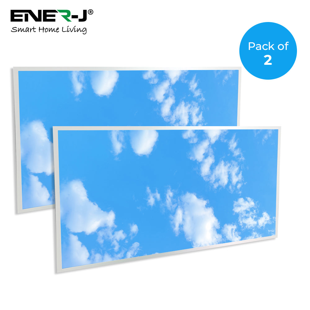 Ener-j E815 1195x595mm SKY Cloud LED Backlit Panel, 2D Effect, 60W Pack of 2