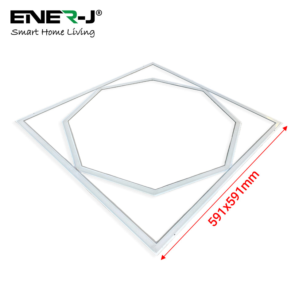 Ener-j E818 600x600mm LED Frame Panel Light with Hexagon Inside, 40W with 4000 Lumens, 6500K Pack of 2