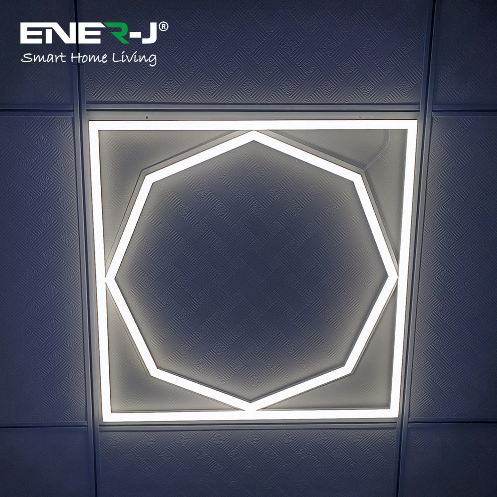 Ener-j E818 600x600mm LED Frame Panel Light with Hexagon Inside, 40W with 4000 Lumens, 6500K Pack of 2