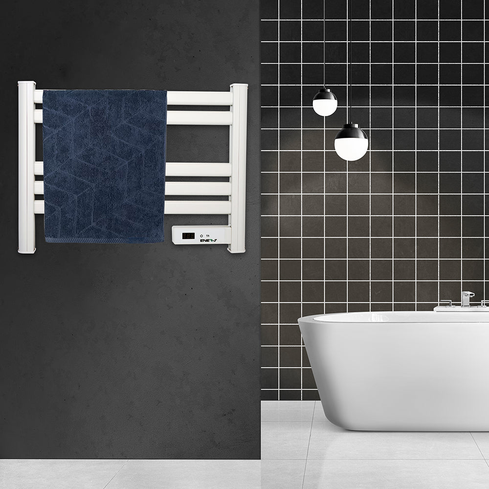 Ener-j IH1045 Infrared Heating Towel Rail LED Screen with BS plug 1.2 m for Bathroom IP24 White