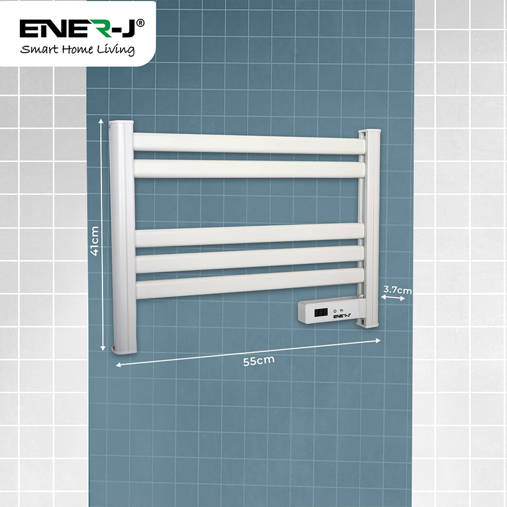 Ener-j IH1045 Infrared Heating Towel Rail LED Screen with BS plug 1.2 m for Bathroom IP24 White