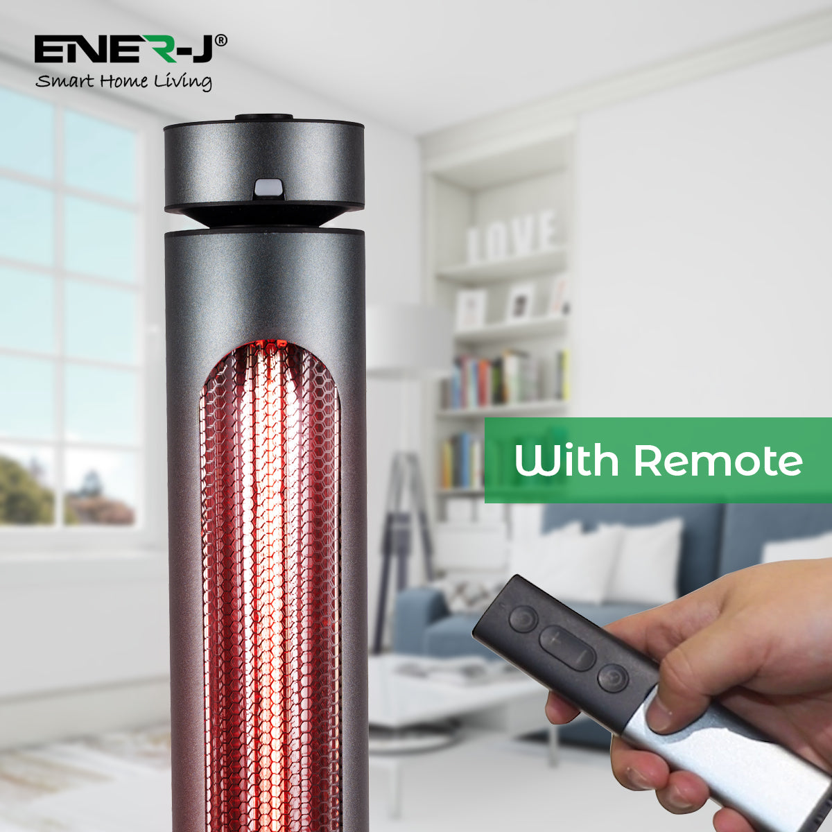 Ener-j IH1047 Portable Infrared Heater 8 Heat Settings, Green and Red colour Knob, IP65