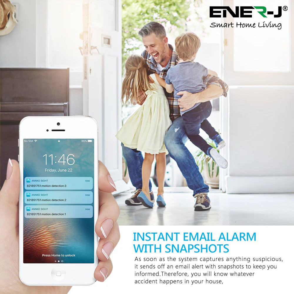 Ener-j IPC1025 Premium Wireless CCTC Kit with 4 x Outdoor Bullet Cameras, 15.6 monitor & 8CH NVR with 1TB HDD pre installed Pack of 4