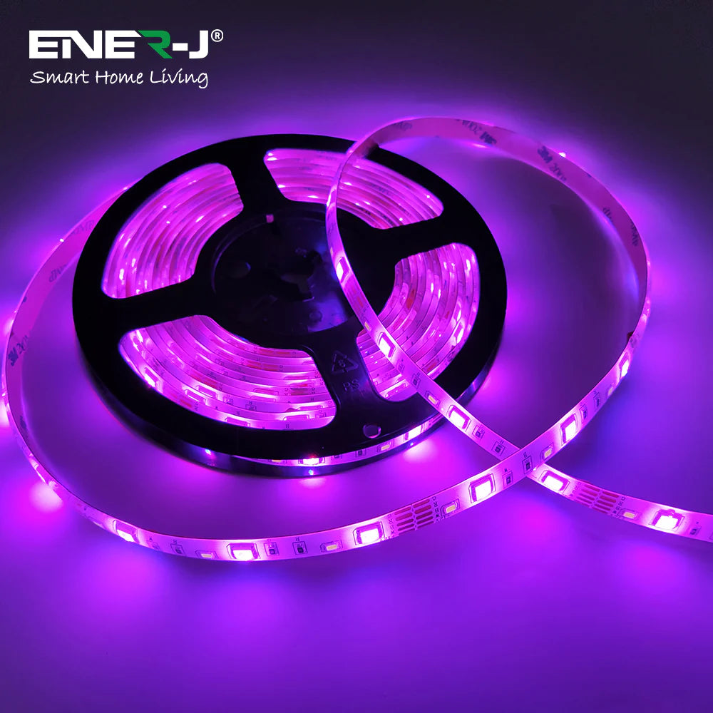 Ener-j SHA5213X Smart WiFi RGB+CCT Changing 5m Plug & Play LED Strip Kit, IP65