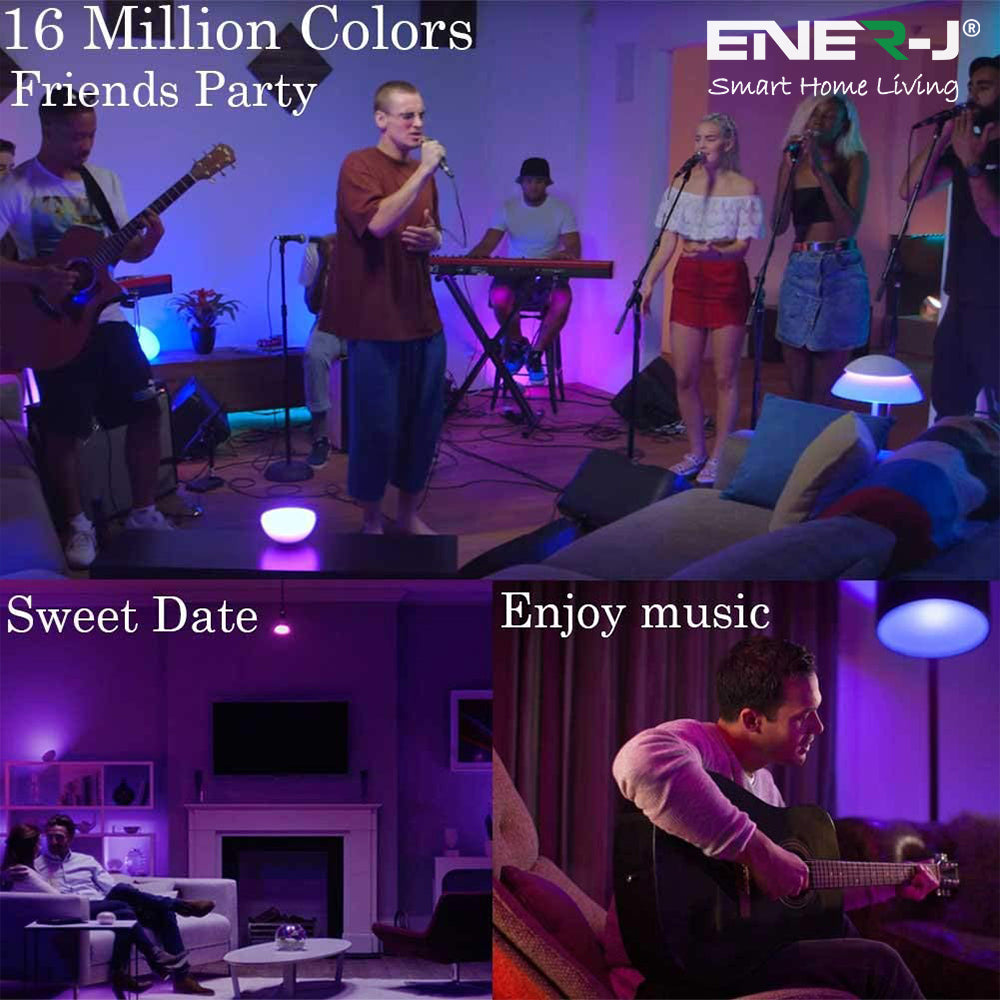 Ener-j SHA5286-3 Smart WiFi GU10 LED Lamp 5W, RGB+W+WW, Dimmable Pack of 3