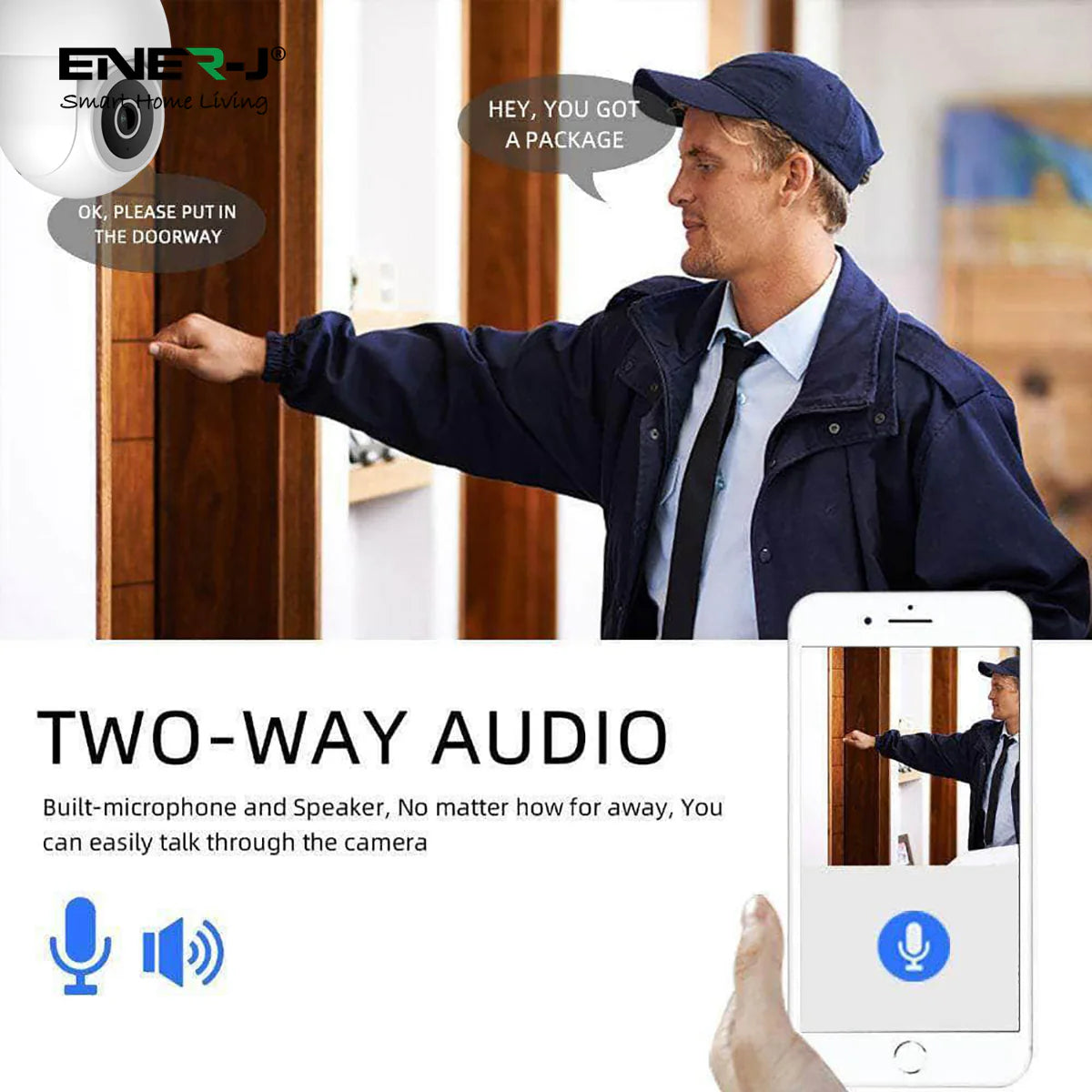 Ener-j SHA5295 Smart WiFi Dome Outdoor IP Camera, IP65