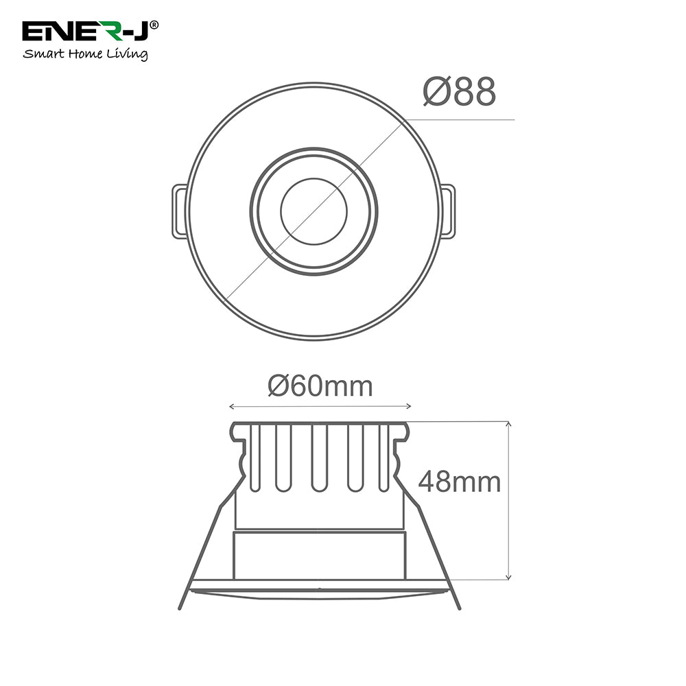 Ener-j SHA5296X Smart WiFi Fire Rated Downlight, 8W, CCT Changeable & Dimming