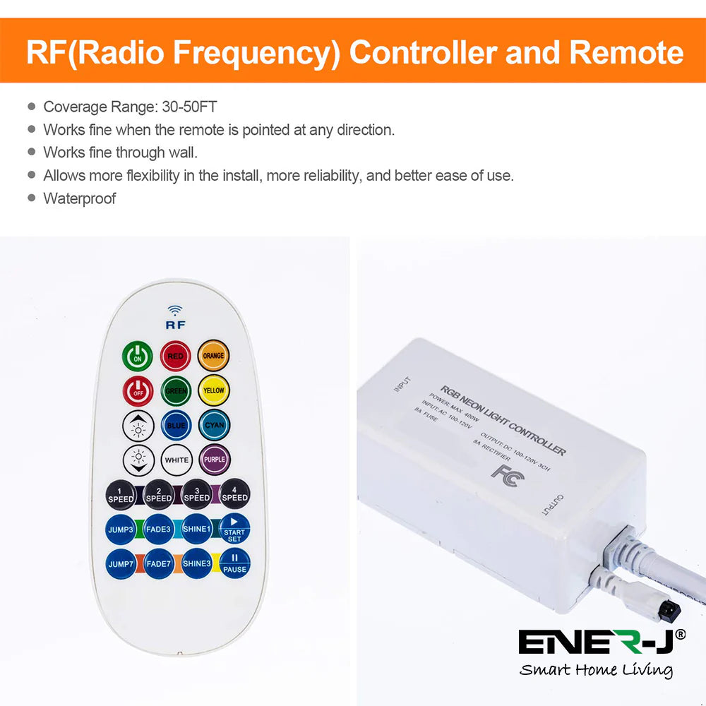 Ener-j SHA5297X Smart WiFi RGB LED Neon Strip Kit 12V, 3 meters, IP65