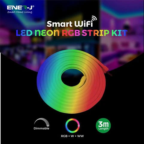 Ener-j SHA5297X Smart WiFi RGB LED Neon Strip Kit 12V, 3 meters, IP65