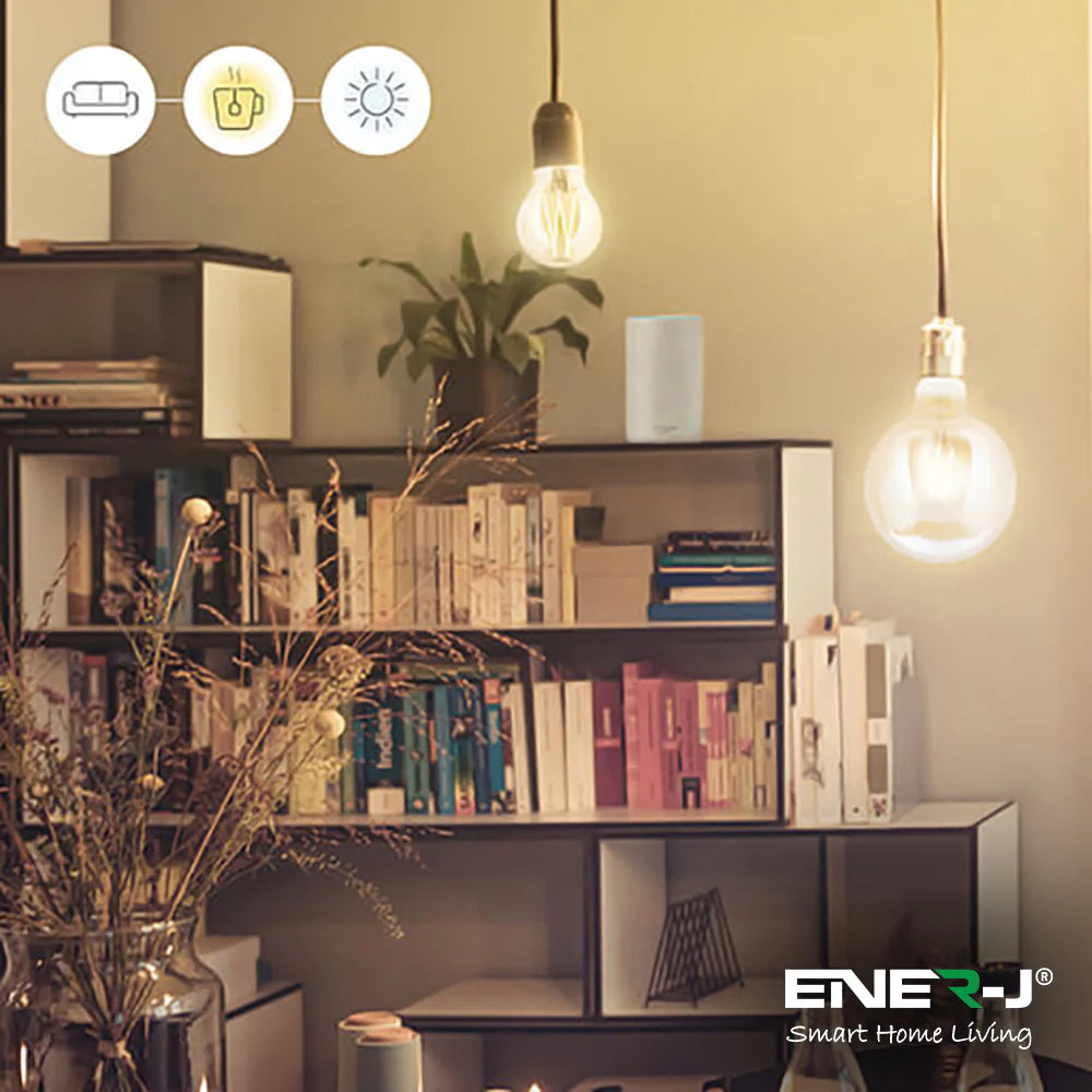 Ener-j SHA5309-3 Smart WiFi CCT Changing & Dimmable Amber Glass G95 LED Globe Lamp E27 8.5W Pack of 3