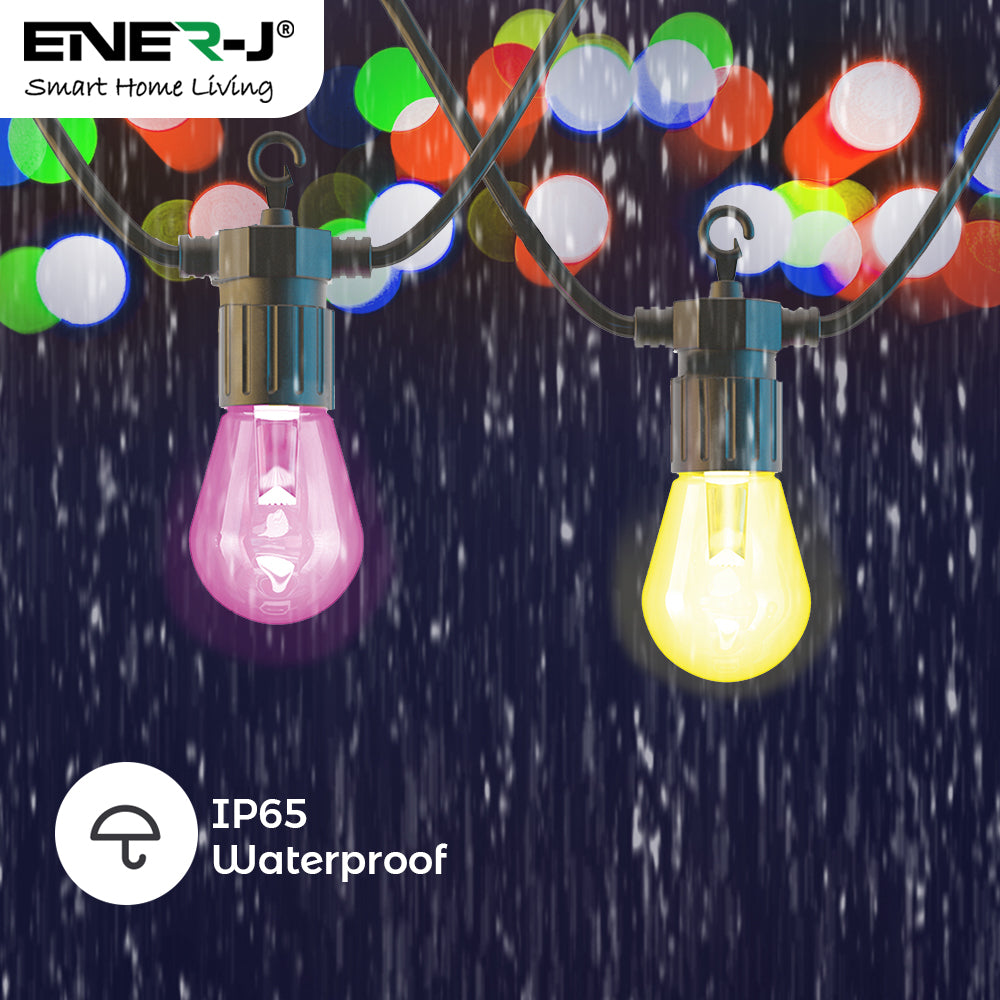 Ener-j SHA5315-3 Wi-Fi LED String Light with RGB+WW, 7.3M and 12pcs LED Bulbs withPlug & Play Power Supply Pack of 3
