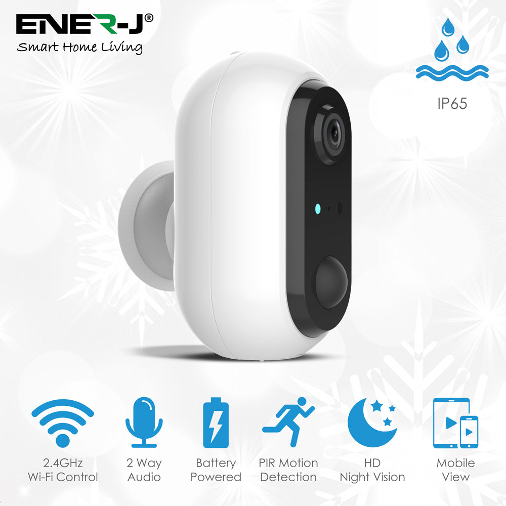 Ener-j SHA5319 Smart Wireless 1080P Battery Camera with Rechargeable batteries, IP65
