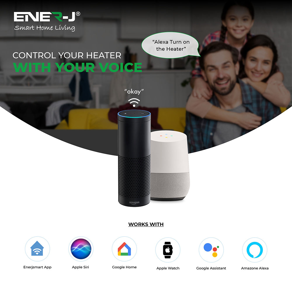 Ener-j SHA5323 Smart WiFi PTC Ceramic 2000W Heater, UK BS Plug